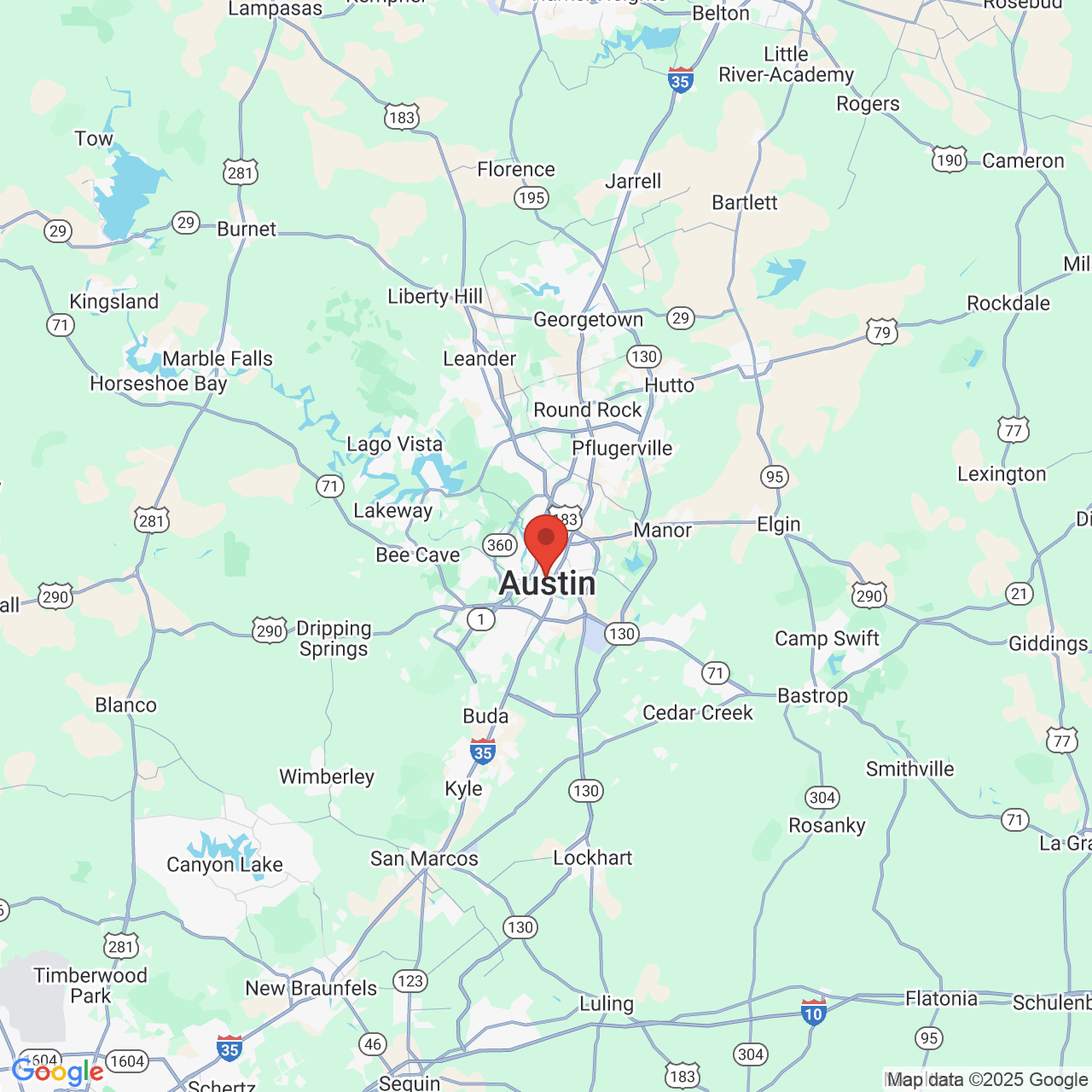 Google map image of our location in 505 W 12th St Austin, TX